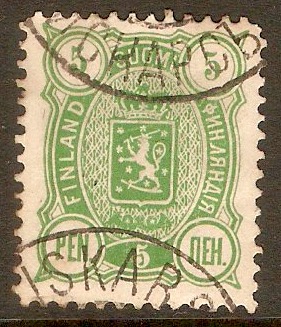 Finland 1889 5p Yellow-green. SG110.