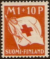 Finland 1930 1m +10p red and orange Red Cross. SG278.