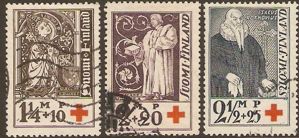 Finland 1933 Red Cross Stamps. SG296-SG298.