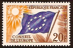 France 1958 20f Flag of Europe. SGC3.