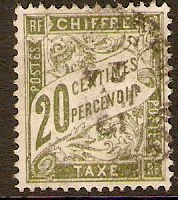 France 1893 20c Olive-green - Postage Due Stamp. SGD300.