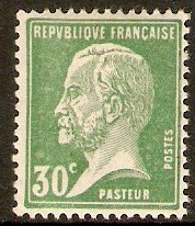 France 1923 30c Green - Pasteur Stamp Series. SG397a.