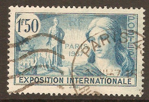 France 1937 1f.50 Greenish-blue. SG569.