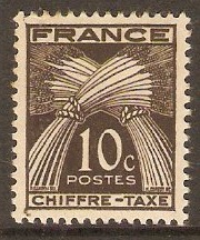 France 1943 10c Blackish brown - Postage Due Stamp. SGD787.