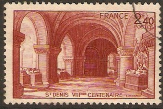 France 1944 2f.40 Red-brown St. Denis Anniversary Stamp. SG889.