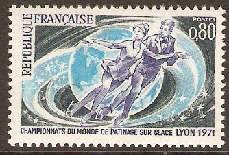 France 1971 World Ice Skating Stamp. SG1911.