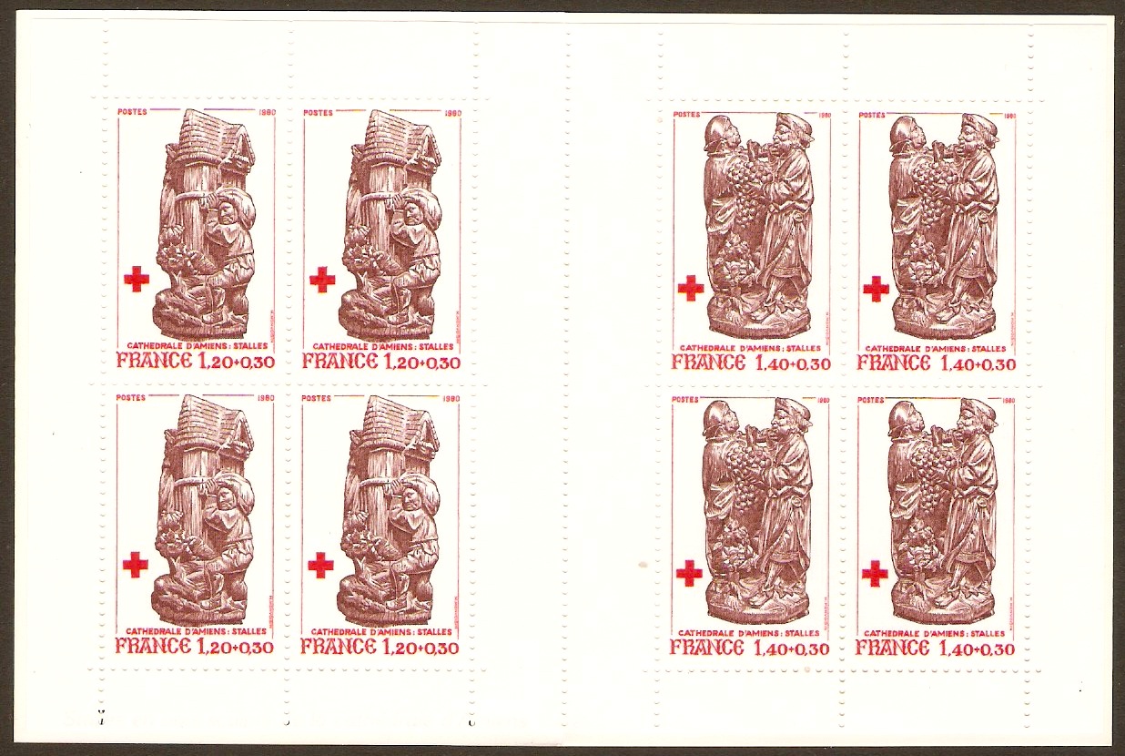 France 1980 Red Cross Stamp Booklet. SGXSB30. Carvings.