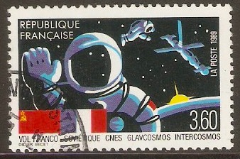 France 1989 3f.60 French Soviet Space Flight. SG2870.