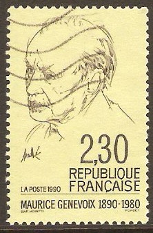 France 1990 2f.30 Genevoix Commemoration Stamp. SG3006