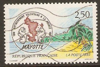 France 1991 2f.50 Mayotte Anniversary Stamp. SG3051.