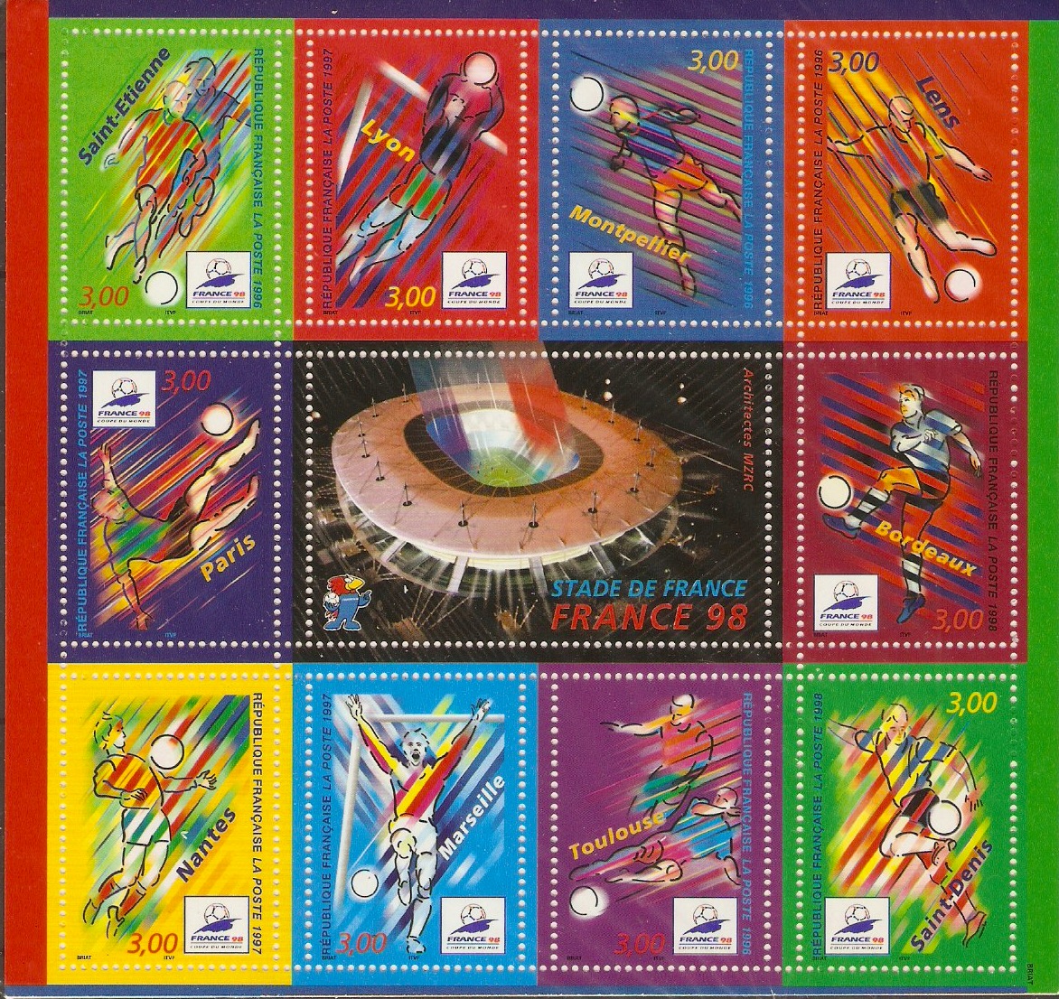 France 1998 World Cup Football Stamps Sheet. SGMS3466.