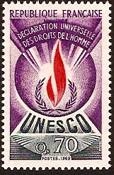 France 1969 70c Human Rights Stamp. SGU12.