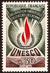 France 1969 30c Human Rights Stamp. SGU9.