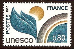 France 1976 80c Leaf Design Stamp. SGU16.