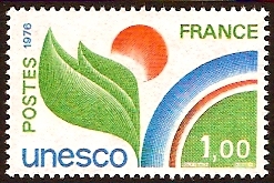 France 1976 1f Leaf Design Stamp. SGU17. - Click Image to Close