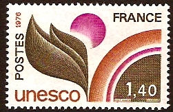 France 1976 1f.40 Leaf Design Stamp. SGU19.