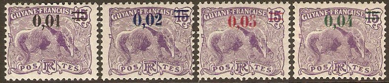 French Guiana 1922 Surcharge set. SG89-SG92.