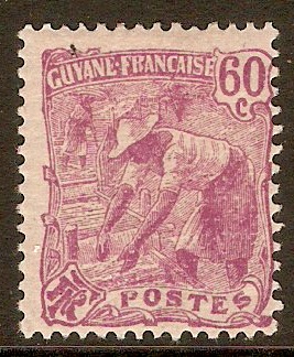 French Guiana 1924 60c Deep magenta on rose. SG108.