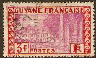 French Guiana 1929 3f Mauve and red-brown. SG156. - Click Image to Close
