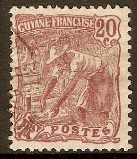 French Guiana 1904 20c Chocolate. SG64.