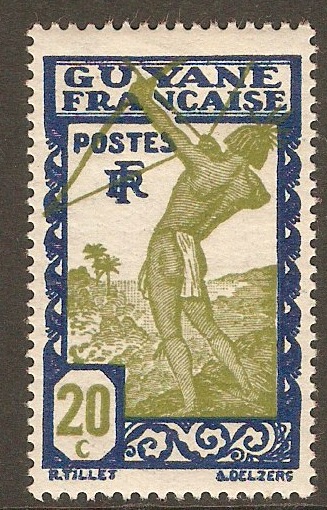French Guiana 1929 20c Carib Archers series. SG124. - Click Image to Close