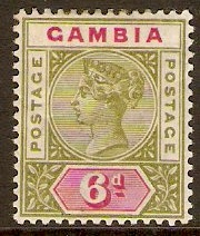 Gambia 1898 6d Olive-green and carmine. SG43. - Click Image to Close