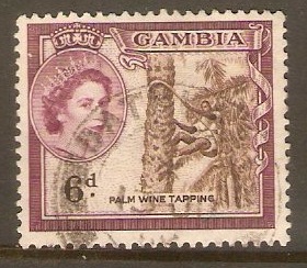Gambia 1953 d Carmine-red and bluish green. SG171.