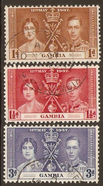 Gambia 1937 Coronation Set. SG147-SG149.