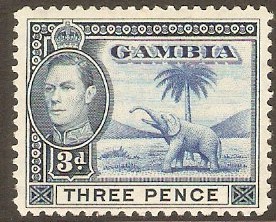 Gambia 1938 3d Light blue and grey-blue. SG154.