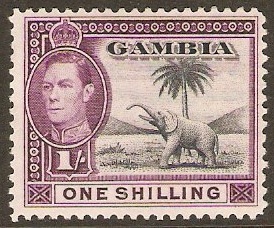 Gambia 1938 1s Slate-blue and violet. SG156.