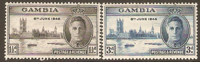Gambia 1946 Victory Set. SG162-SG163.