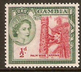 Gambia 1953 d Carmine-red and bluish green. SG171.