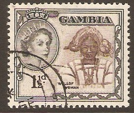 Gambia 1953 1d Deep brown and grey-black. SG173.
