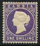 Gambia 1886 1s. Deep Violet. SG36.
