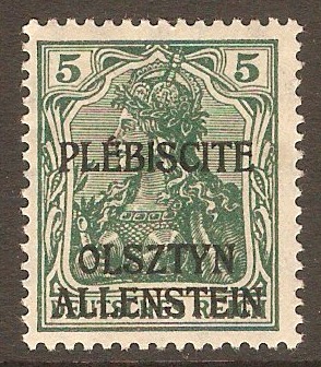 Allenstein 1920 5pf Green. SG1.