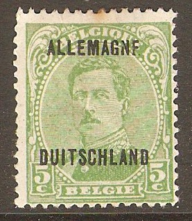 Belgian Occupation 1919 5c Green. SG4.