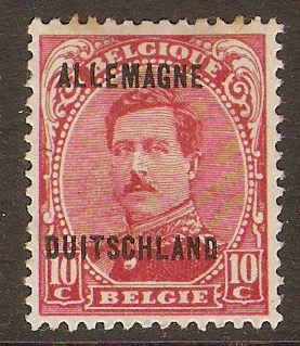 Belgian Occupation 1919 10c Carmine. SG5.