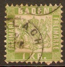 Baden 1868 1k Pale green. SG39.