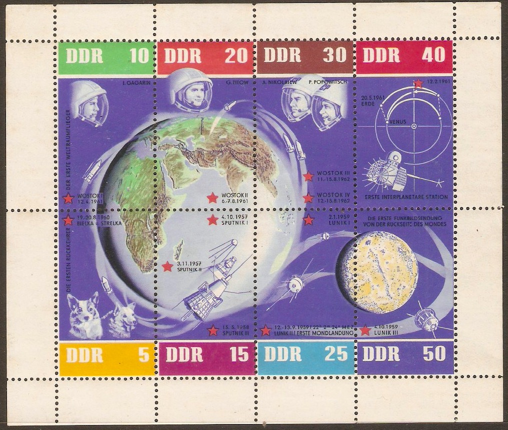 East Germany 1962 Russian Space Flights sheet. SGMSE663a.