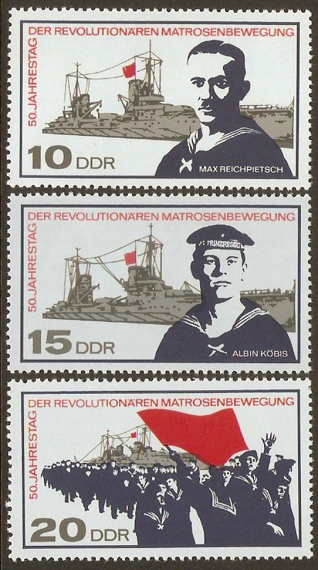 East Germany 1967 Sailor's Movement Anniv. Set. SGE1027-E1029.
