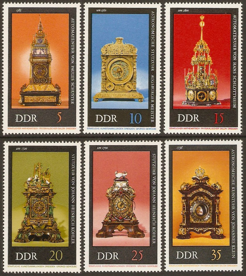 East Germany 1975 Ancient Clocks Set. SGE1770-SGE1775.