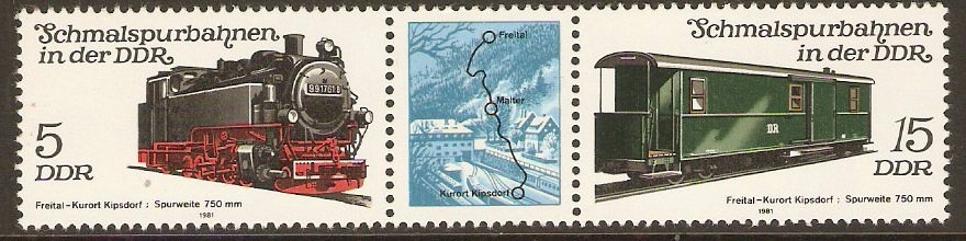 East Germany 1981 Narrow-gauge Railways Strip. SGE2342a.