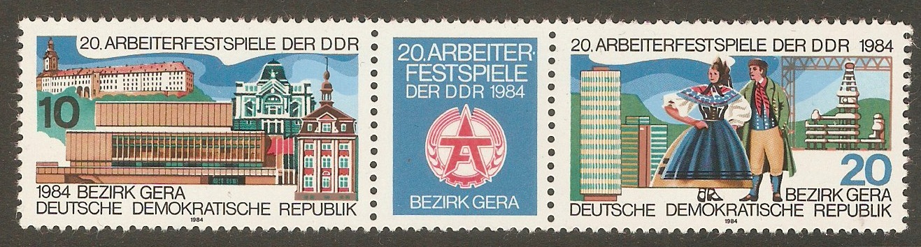 East Germany 1984 Worker's Festival horizontal strip. SGE2591a.