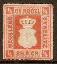 Mecklenburg Strelitz 1864 sgr Orange-red. SG2.