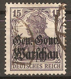 GOI-Poland 1916 15pf Slate-violet. SG12.