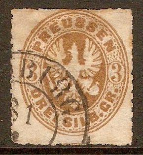 Prussia 1861 3sgr Bistre-brown. SG37.
