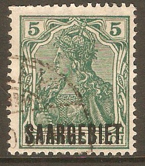 Saar 1920 5pf Green. SG32.