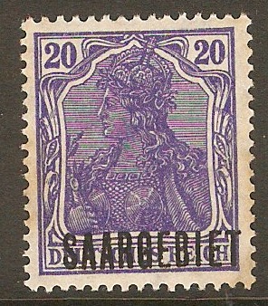 Saar 1920 20pf Violet-blue. SG37. - Click Image to Close