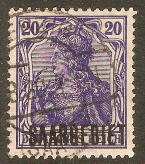 Saar 1920 20pf Violet-blue. SG37.