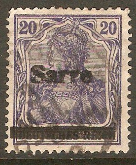 Saar 1920 20pf Violet-blue. SG8.